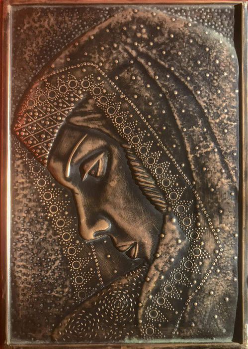 armenia 1970s armenian woman in profile copper chasing web